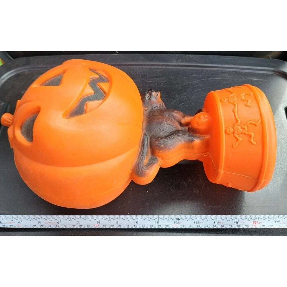 Blow Mold Halloween Jack O Lantern Black Cat Pumpkin Dancing Skeletons Table Top